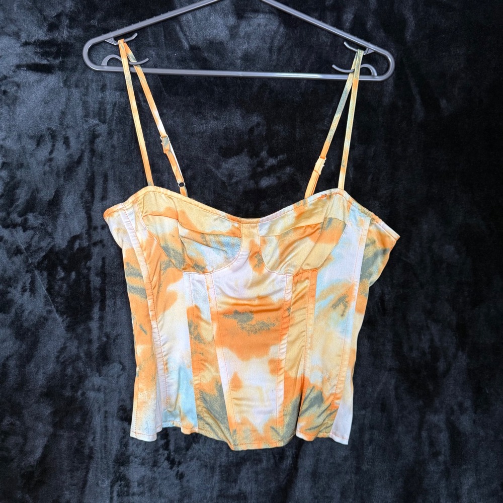 PrettyLittleThing Orange Tie Dye Structured Corset Top US 6 NWT Summer